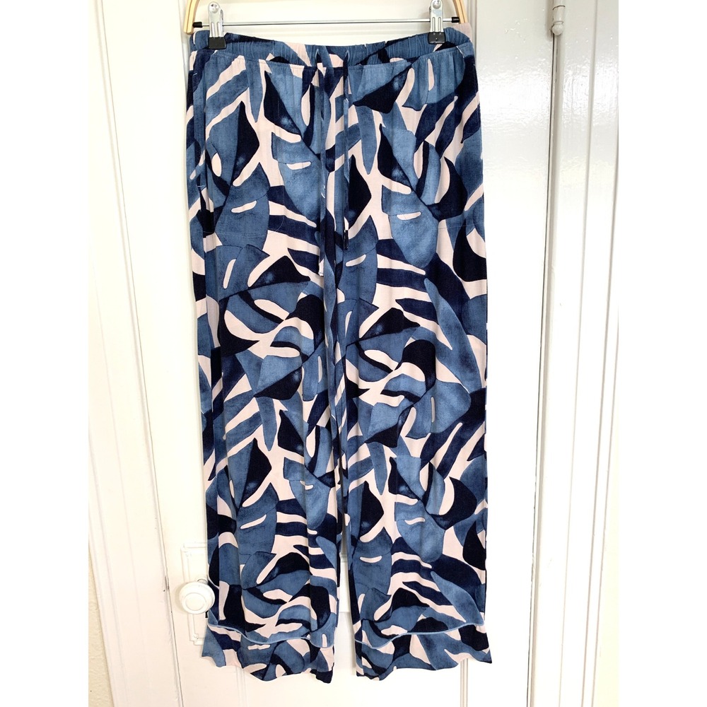 Soma Cool Nights Piped Short Sleeve Notch Collar Pajama Set Tropical Blue Size M - Picture 11 of 16
